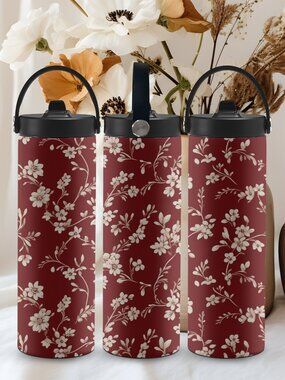Floral Stainless Steel Tumbler, Gift For Her, Travel Mug